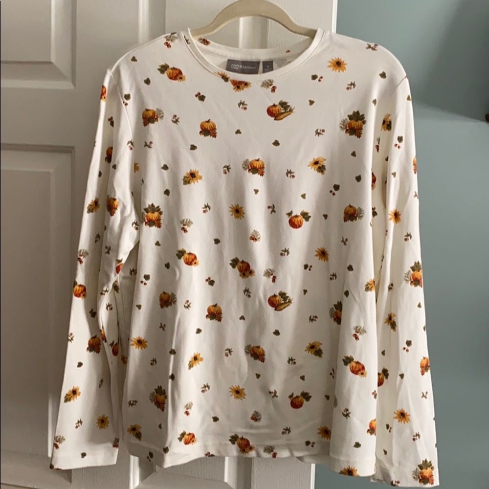 Pumpkins Sunflowers 1X Croft & Barrow Fall Top!